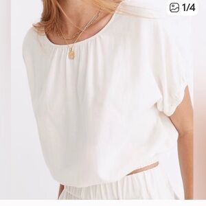 Madewell Cream Short Sleeve Top